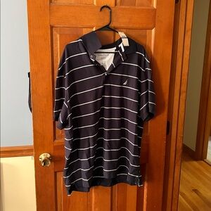 Nautica Dark Blue Polo with White Stripes